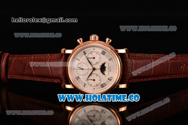 Patek Philippe Grand Complication Chrono Venus 7750 Manual Winding Rose Gold Case with White Dial and Black Roman Numeral Markers - Click Image to Close